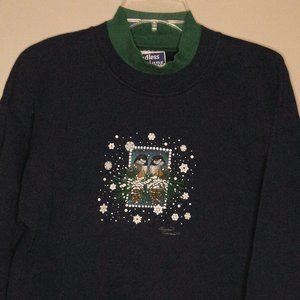 Vintage ENDLESS DESIGNS Winter Birds "Grandma" Crewneck Pullover Sweatshirt